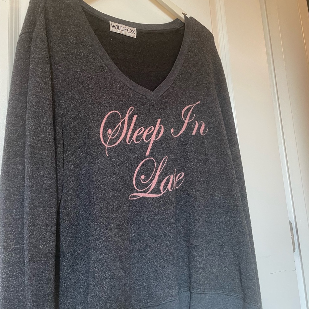 Wildfox Charcoal V-Neck Top